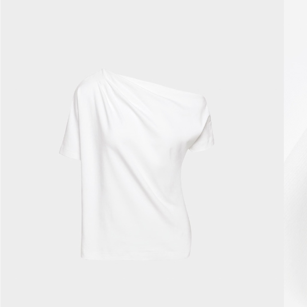 Aritzia White One-Shoulder Short Sleeve Tee